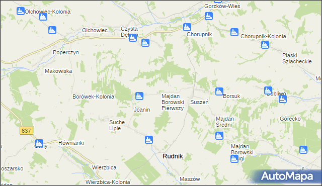 mapa Majdan Borowski Pierwszy, Majdan Borowski Pierwszy na mapie Targeo