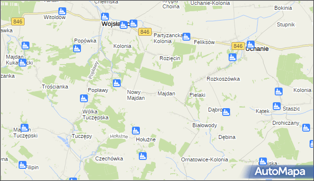 mapa Majdan gmina Wojsławice, Majdan gmina Wojsławice na mapie Targeo