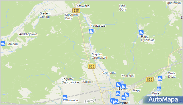 mapa Majdan Gromadzki, Majdan Gromadzki na mapie Targeo