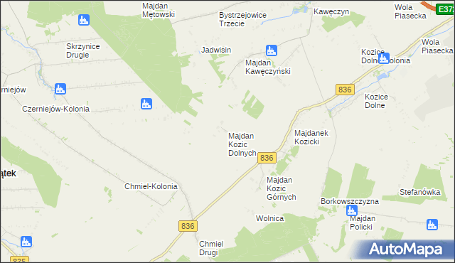 mapa Majdan Kozic Dolnych, Majdan Kozic Dolnych na mapie Targeo