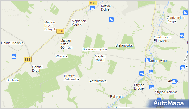 mapa Majdan Policki, Majdan Policki na mapie Targeo