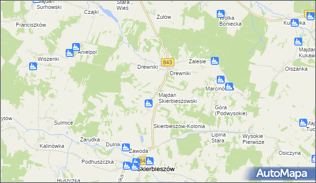 mapa Majdan Skierbieszowski, Majdan Skierbieszowski na mapie Targeo