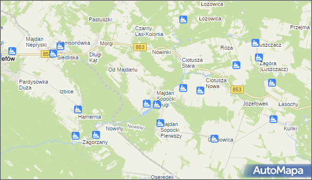 mapa Majdan Sopocki Drugi, Majdan Sopocki Drugi na mapie Targeo