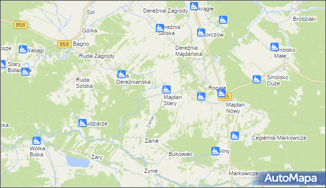 mapa Majdan Stary, Majdan Stary na mapie Targeo