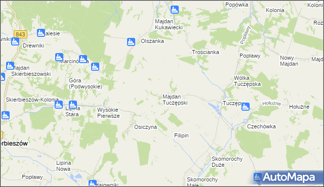 mapa Majdan Tuczępski, Majdan Tuczępski na mapie Targeo