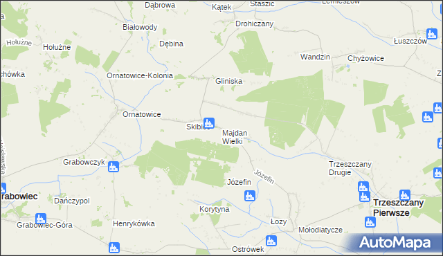mapa Majdan Wielki gmina Trzeszczany, Majdan Wielki gmina Trzeszczany na mapie Targeo