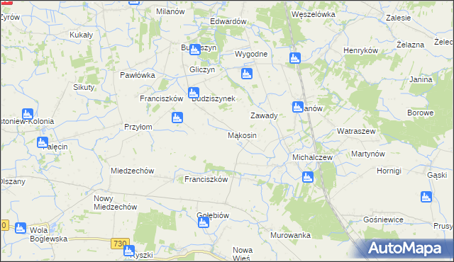 mapa Mąkosin, Mąkosin na mapie Targeo