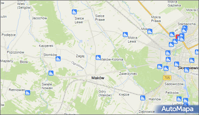 mapa Maków-Kolonia, Maków-Kolonia na mapie Targeo
