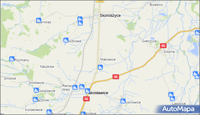 mapa Makowice gmina Skoroszyce, Makowice gmina Skoroszyce na mapie Targeo