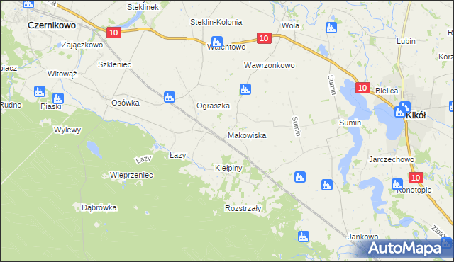 mapa Makowiska gmina Czernikowo, Makowiska gmina Czernikowo na mapie Targeo