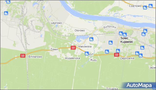 mapa Makowiska gmina Solec Kujawski, Makowiska gmina Solec Kujawski na mapie Targeo