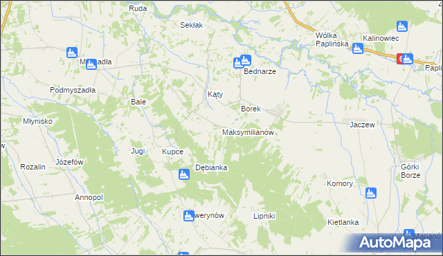 mapa Maksymilianów gmina Korytnica, Maksymilianów gmina Korytnica na mapie Targeo