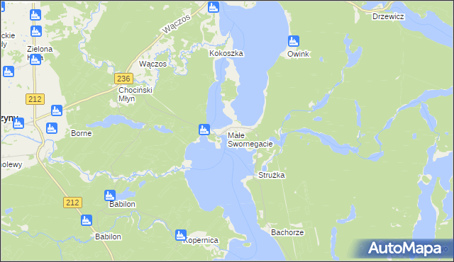 mapa Małe Swornegacie, Małe Swornegacie na mapie Targeo
