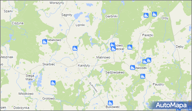 mapa Malinowo gmina Górowo Iławeckie, Malinowo gmina Górowo Iławeckie na mapie Targeo