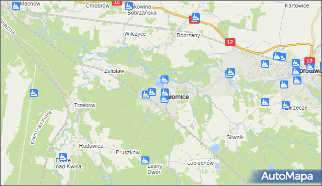 mapa Małomice, Małomice na mapie Targeo