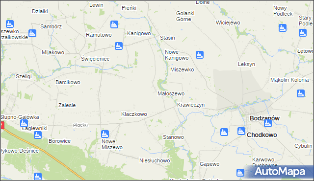 mapa Małoszewo gmina Bodzanów, Małoszewo gmina Bodzanów na mapie Targeo