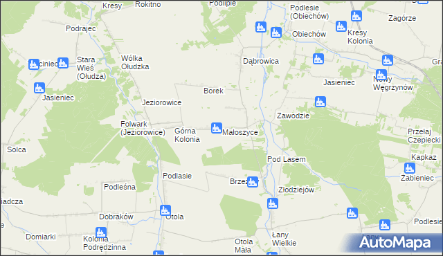 mapa Małoszyce gmina Żarnowiec, Małoszyce gmina Żarnowiec na mapie Targeo