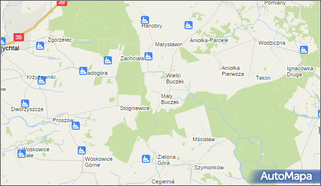 mapa Mały Buczek gmina Rychtal, Mały Buczek gmina Rychtal na mapie Targeo