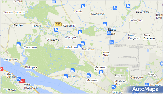 mapa Mańkowo gmina Stara Biała, Mańkowo gmina Stara Biała na mapie Targeo