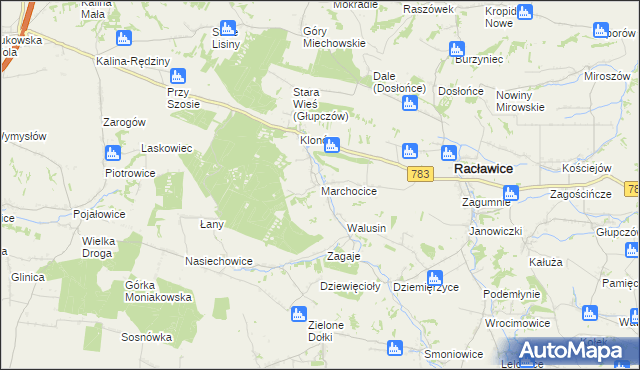 mapa Marchocice gmina Racławice, Marchocice gmina Racławice na mapie Targeo
