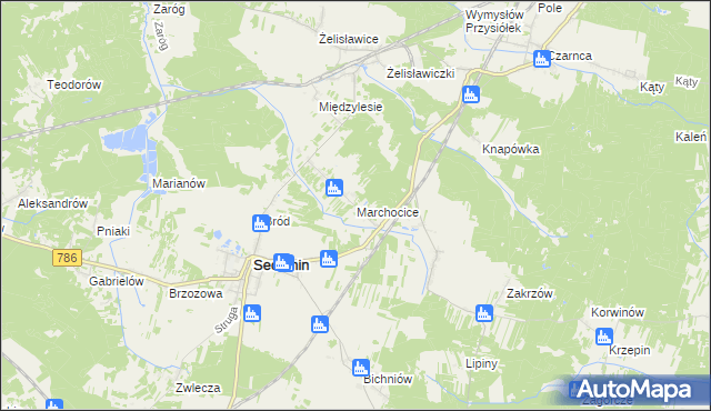 mapa Marchocice gmina Secemin, Marchocice gmina Secemin na mapie Targeo