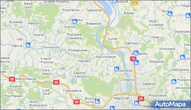 mapa Marcinkowice gmina Chełmiec, Marcinkowice gmina Chełmiec na mapie Targeo
