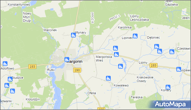 mapa Margońska Wieś, Margońska Wieś na mapie Targeo