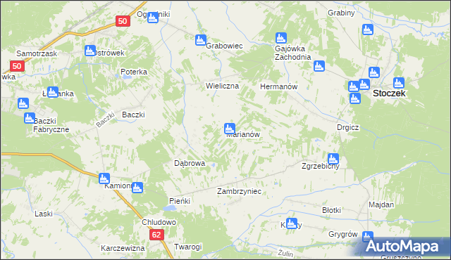 mapa Marianów gmina Stoczek, Marianów gmina Stoczek na mapie Targeo
