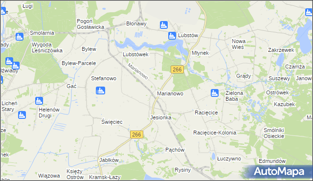 mapa Marianowo gmina Sompolno, Marianowo gmina Sompolno na mapie Targeo