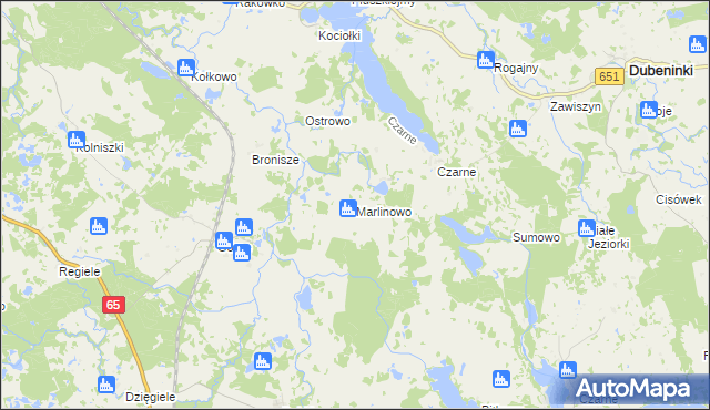 mapa Marlinowo, Marlinowo na mapie Targeo