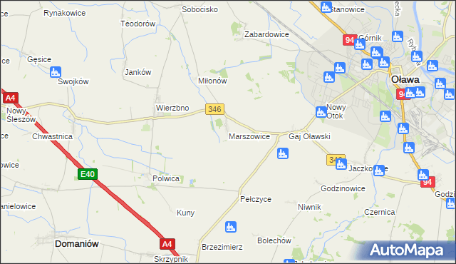 mapa Marszowice gmina Oława, Marszowice gmina Oława na mapie Targeo