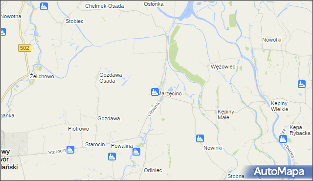 mapa Marzęcino, Marzęcino na mapie Targeo