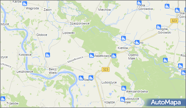 mapa Masełkowice, Masełkowice na mapie Targeo