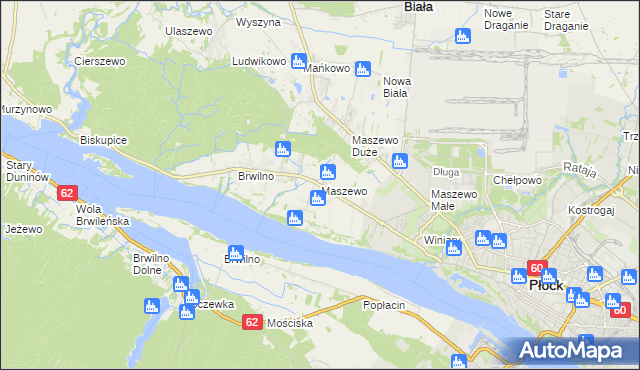 mapa Maszewo gmina Stara Biała, Maszewo gmina Stara Biała na mapie Targeo