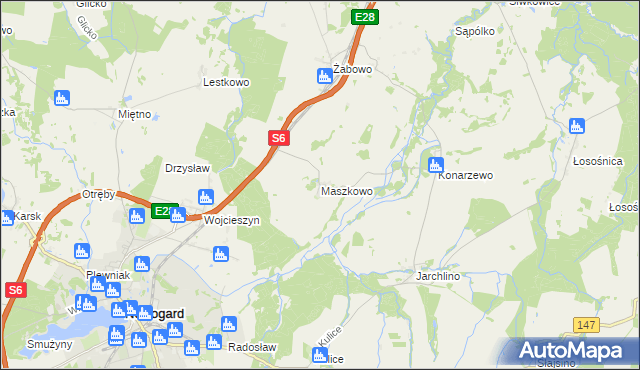 mapa Maszkowo gmina Nowogard, Maszkowo gmina Nowogard na mapie Targeo