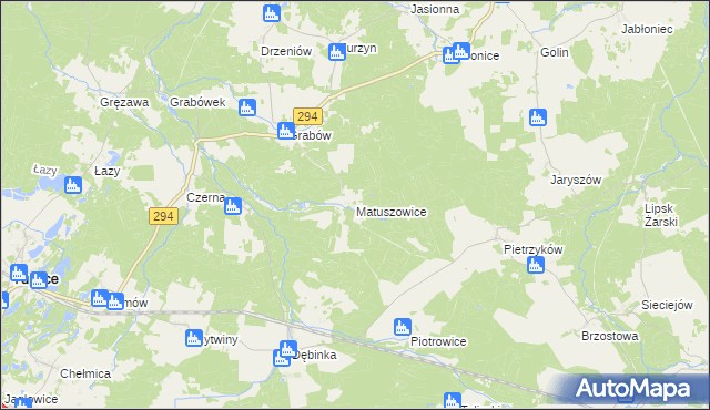 mapa Matuszowice, Matuszowice na mapie Targeo
