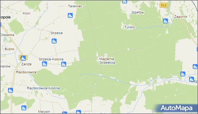 mapa Maziarnia Strzelecka, Maziarnia Strzelecka na mapie Targeo
