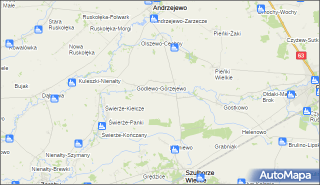 mapa Mianowo gmina Andrzejewo, Mianowo gmina Andrzejewo na mapie Targeo