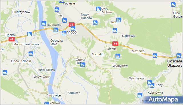 mapa Michalin gmina Annopol, Michalin gmina Annopol na mapie Targeo