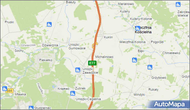 mapa Michalinowo, Michalinowo na mapie Targeo