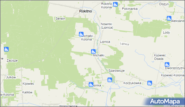 mapa Michałki gmina Rokitno, Michałki gmina Rokitno na mapie Targeo