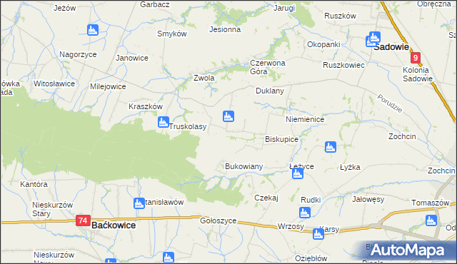 mapa Michałów gmina Sadowie, Michałów gmina Sadowie na mapie Targeo