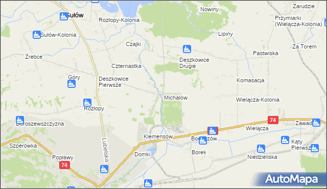 mapa Michalów gmina Sułów, Michalów gmina Sułów na mapie Targeo