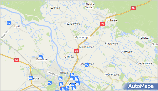 mapa Michałowice gmina Lubsza, Michałowice gmina Lubsza na mapie Targeo