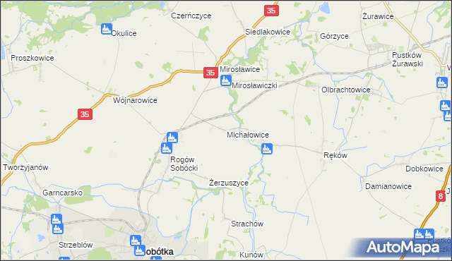 mapa Michałowice gmina Sobótka, Michałowice gmina Sobótka na mapie Targeo