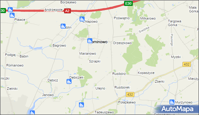 mapa Michałowo gmina Dominowo, Michałowo gmina Dominowo na mapie Targeo