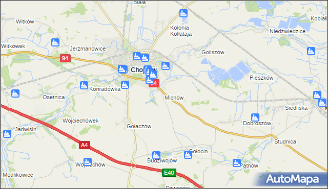 mapa Michów gmina Chojnów, Michów gmina Chojnów na mapie Targeo