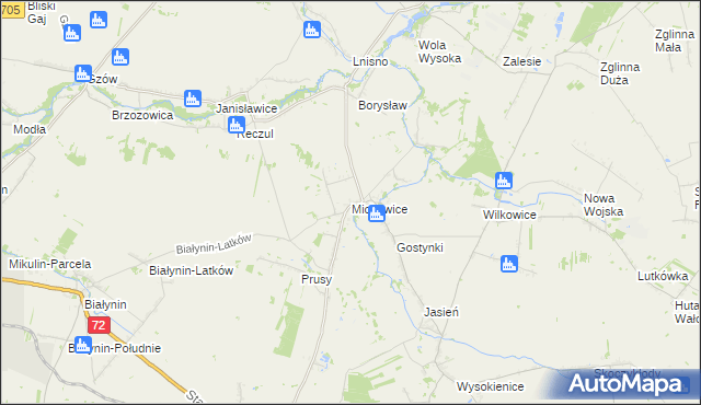 mapa Michowice gmina Głuchów, Michowice gmina Głuchów na mapie Targeo