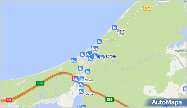 mapa Międzyzdroje, Międzyzdroje na mapie Targeo