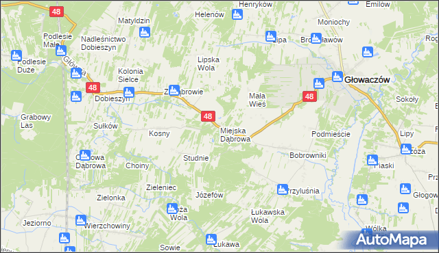 mapa Miejska Dąbrowa, Miejska Dąbrowa na mapie Targeo